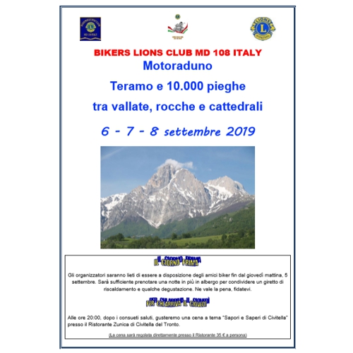 * PROGRAMMA (PDF) *<br>Motoraduno Teramo<br>Settembre 2019