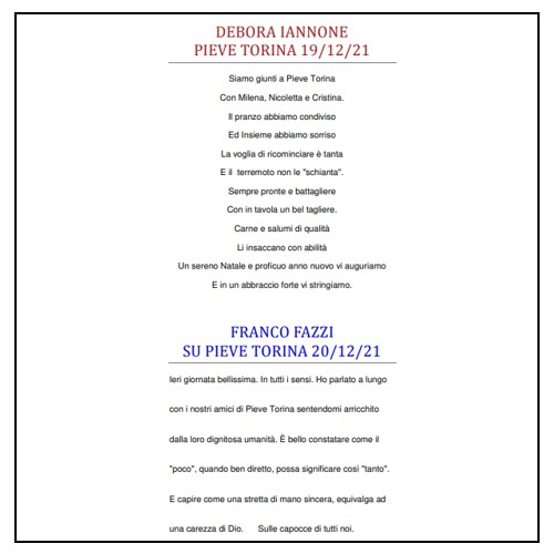 * PROGRAMMA (PDF) *<br>Pieve Torina - Debora e Franco <br> dicembre 2021 