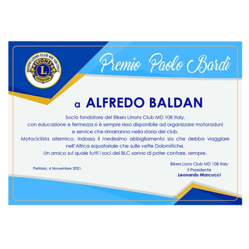 * Premio Paolo Bardi *<br>Alfredo Baldan - La Targa