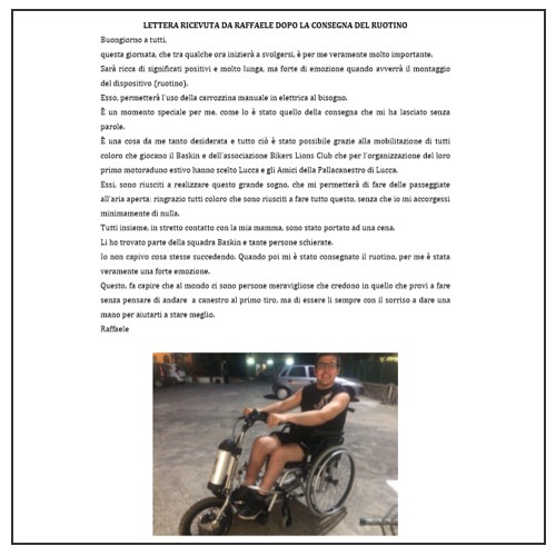 [ PDF ]<br />Consegna di un ruotino  <br />a Raffaele a Lucca<br />
- Lettera di Raffaele -