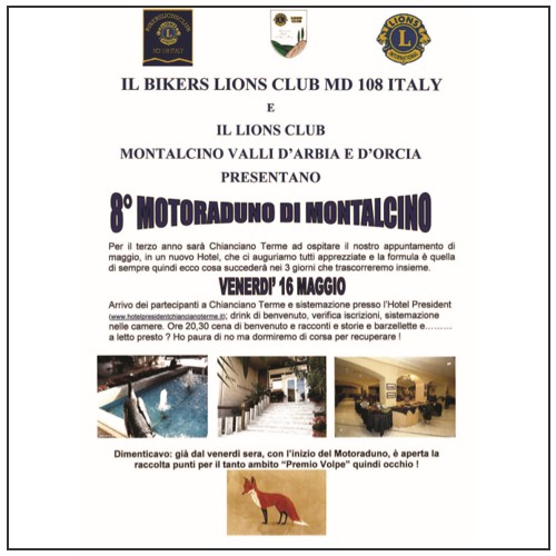 * PROGRAMMA (PDF) *<br>8° Motoraduno Montalcino<br>Maggio 2014