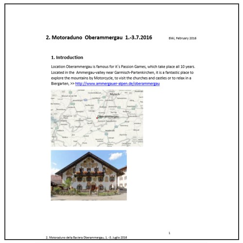 * PROGRAMMA (PDF) *<br>Motoraduno - Oberammergau<br>Luglio 2016