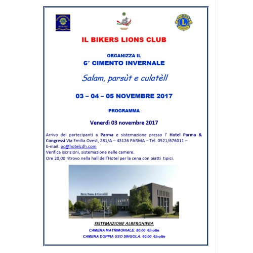 * PROGRAMMA (PDF) *<br>6° Cimento Invernale - Parma<br>Novembre 2017