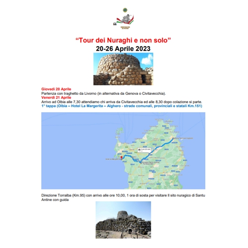 * PROGRAMMA (PDF) *<br>Tour dei Nuraghi e non solo<br>aprile 2023