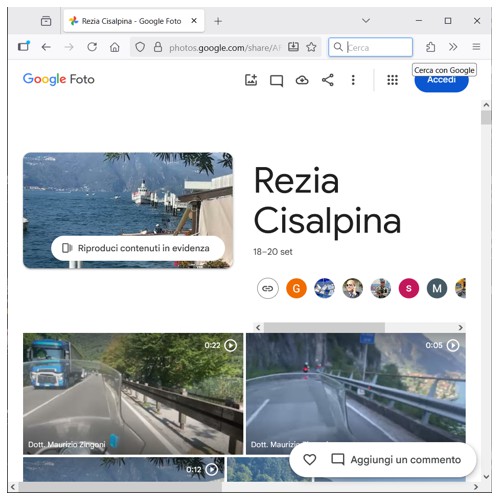 * GOOGLE - LINK *<br>Rezia Cislpina<br>settembre 2025