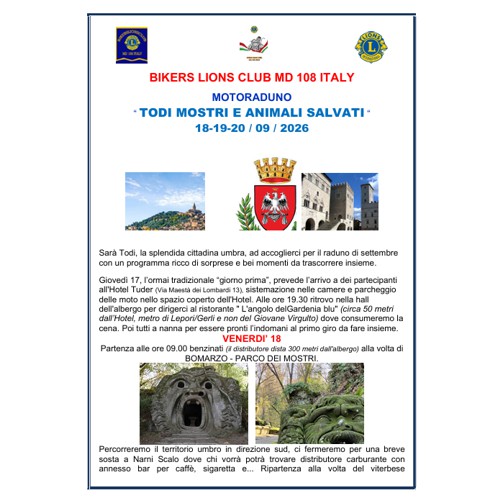* PROGRAMMA (PDF) *<br>Motoraduno TODI
<br>settembre 2026